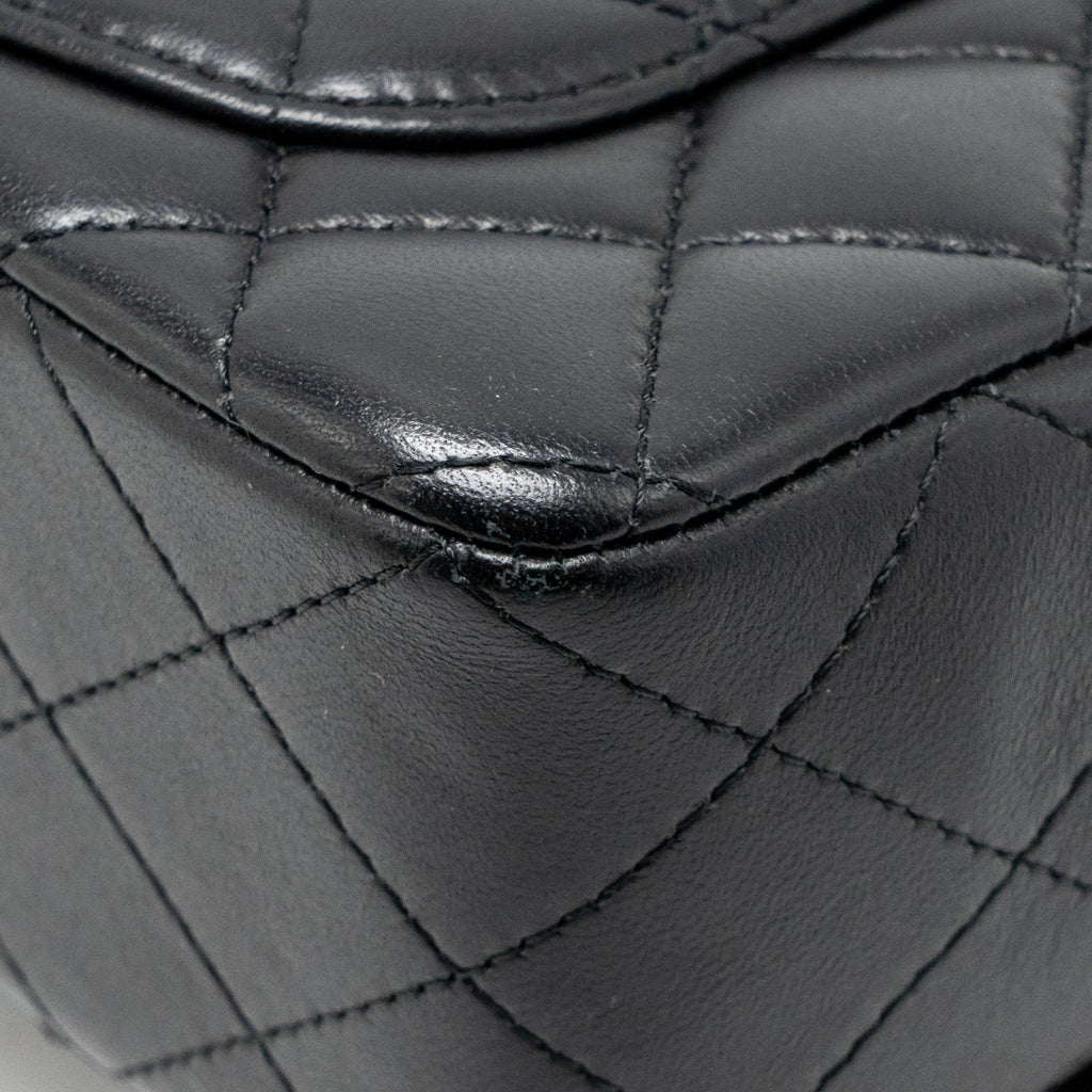 Chanel Top Handle Mini Rectangular Flap Bag Lambskin Black GHW (Microchip)