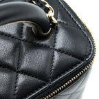 CHANEL 22A TOP HANDLE LONG VANITY CASE LAMBSKIN BLACK LGHW
