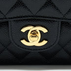 CHANEL MEDIUM CLASSIC DOUBLE FLAP BAG CAVIAR BLACK GHW (MICROCHIP)