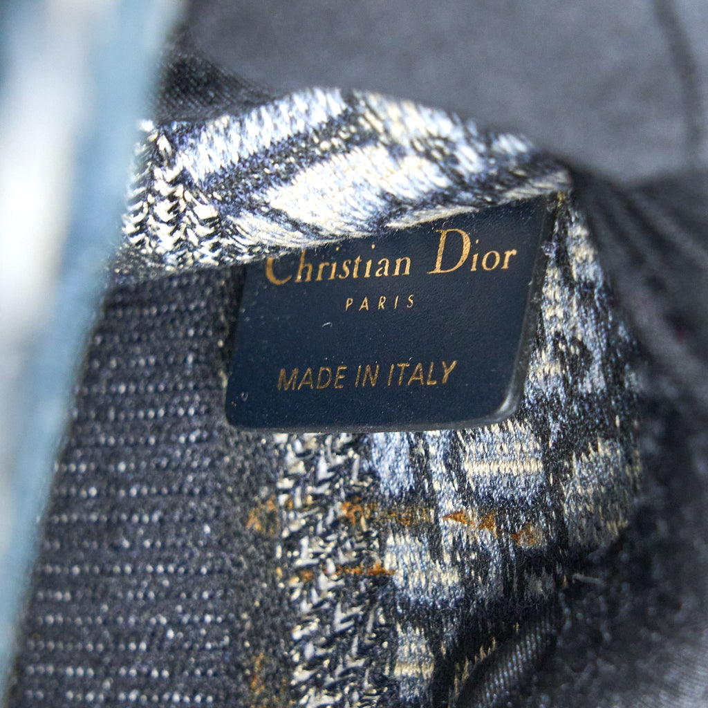 DIOR MINI BOOK TOTE BLUE OBLIQUE EMBROIDERY