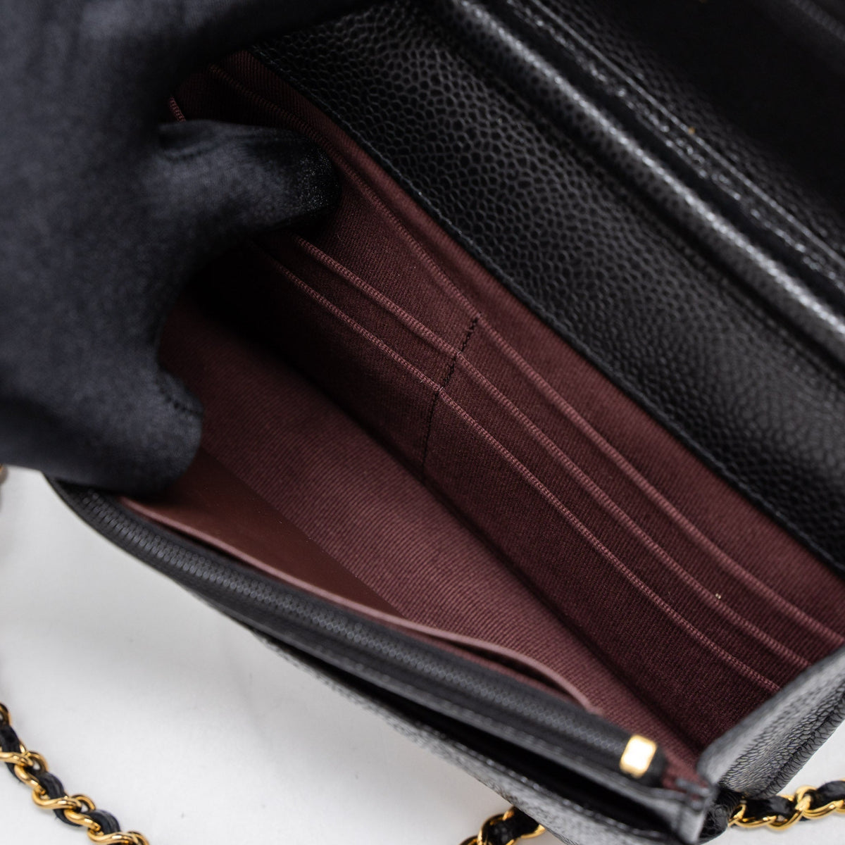 CHANEL CLASSIC WALLET ON CHAIN CAVIAR BLACK GHW (MICROCHIP)