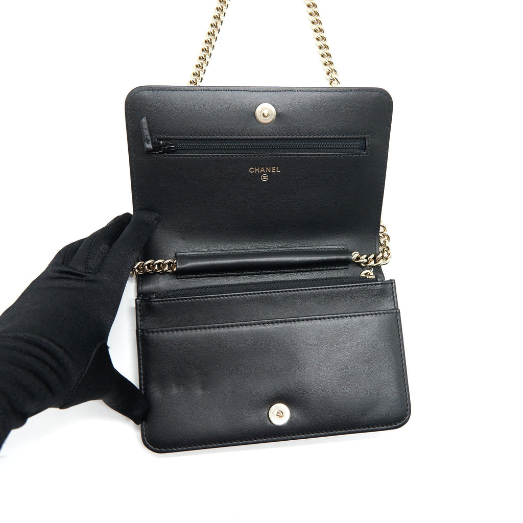 CHANEL LEBOY WALLET ON CHAIN WOC CAVIAR BLACK GHW