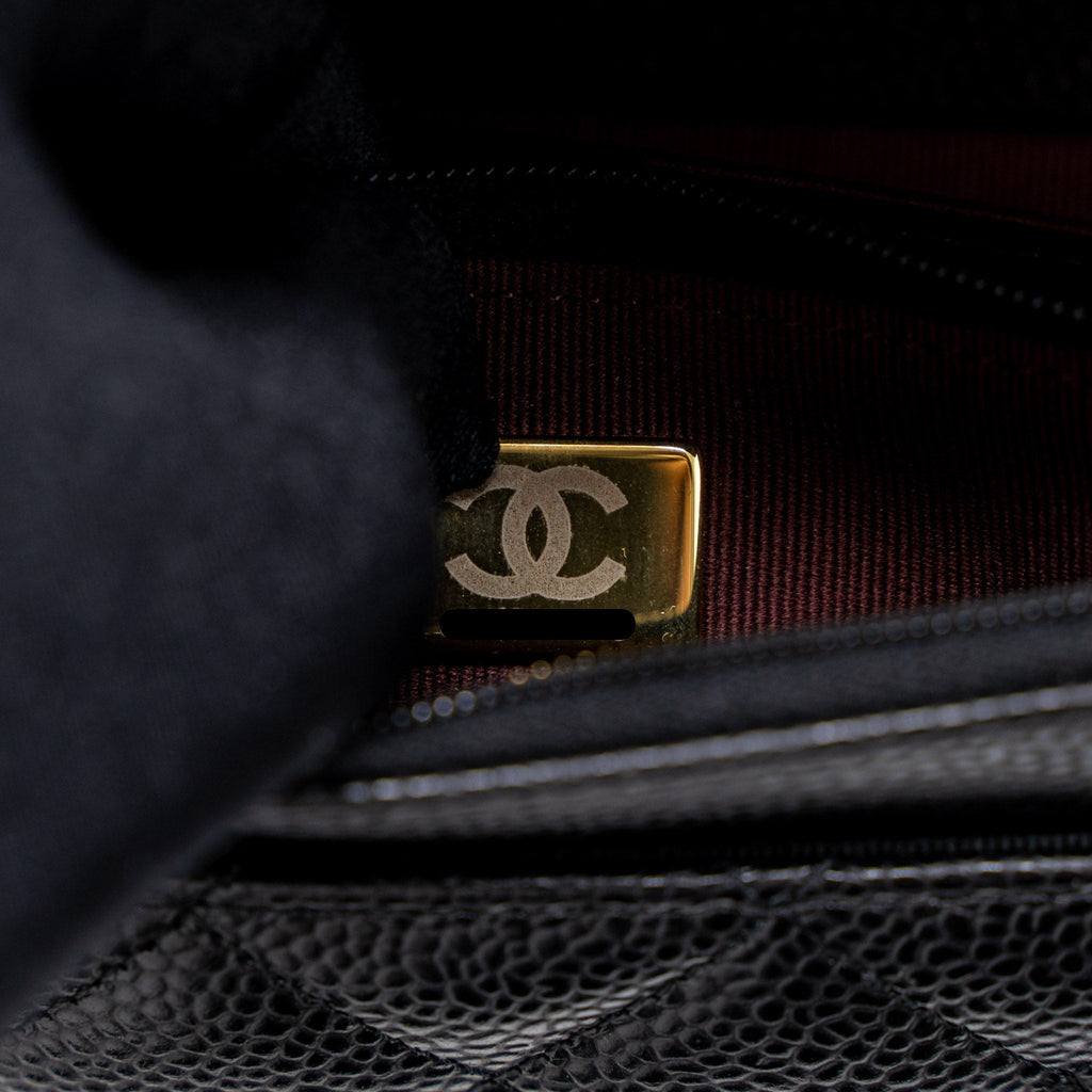 CHANEL CLASSIC WALLET ON CHAIN CAVIAR BLACK GHW (MICROCHIP)