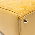 DIOR LARGE LADY DIOR PATENT LEATHER BEIGE LGHW