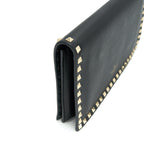 VALENTINO GARAVANI ROCKSTUD LEATHER CLUTCH BLACK
