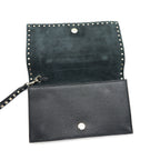 VALENTINO GARAVANI ROCKSTUD LEATHER CLUTCH BLACK