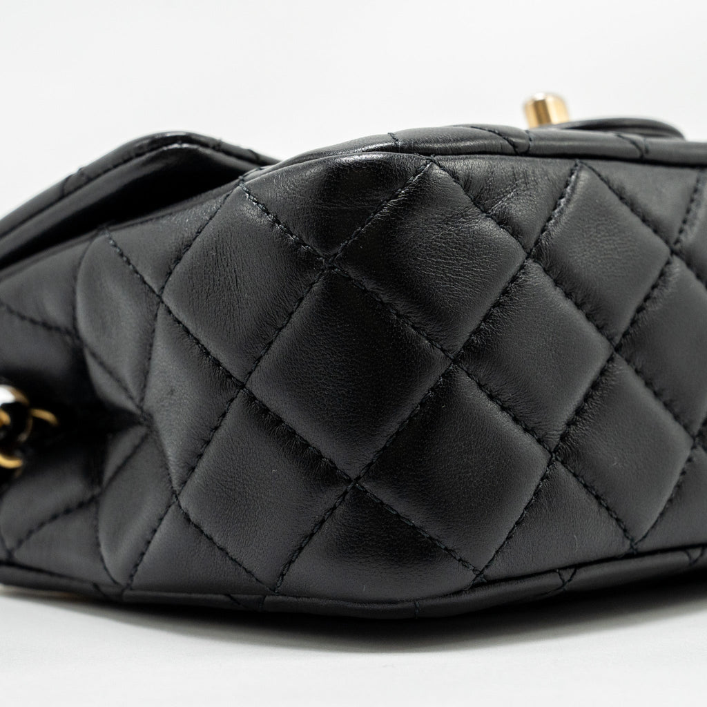 CHANEL PEARL CRUSH MINI SQUARE FLAP BAG LAMBSKIN BLACK GHW