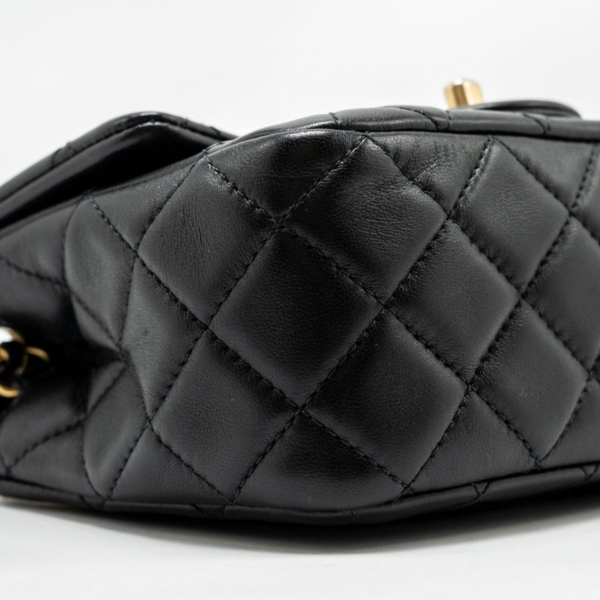 CHANEL PEARL CRUSH MINI SQUARE FLAP BAG LAMBSKIN BLACK GHW