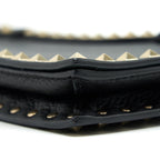 VALENTINO GARAVANI ROCKSTUD LEATHER CLUTCH BLACK