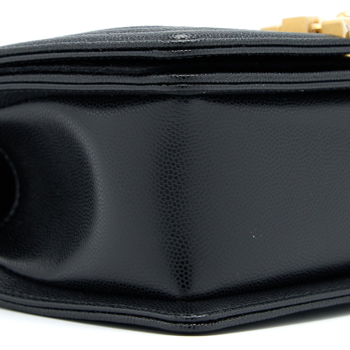 CHANEL SMALL BOY BAG CAVIAR BLACK WITH BRUSHED GHW(MICROCHIP)