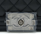 CHANEL SMALL BOY BAG CAVIAR BLACK RUTHENIUM SHW (MICROCHIP)