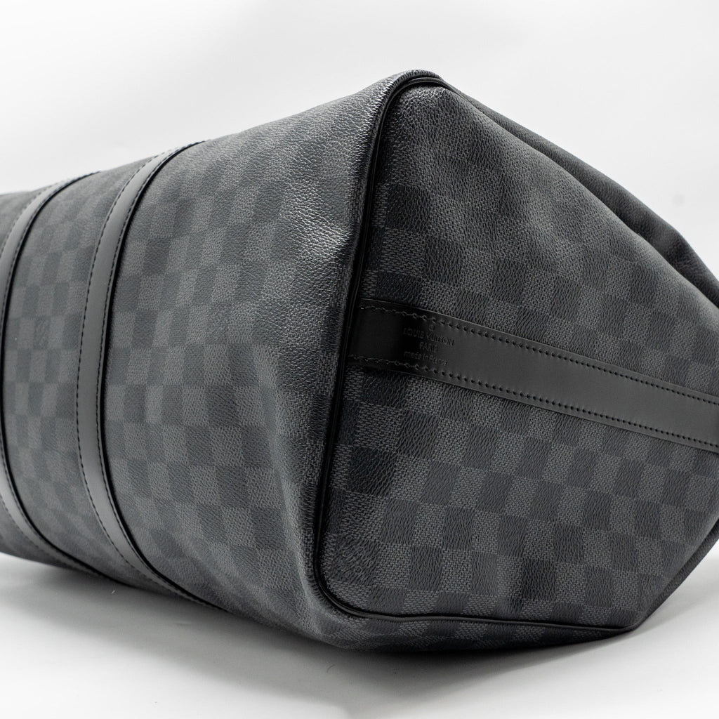 LOUIS VUITTON KEEPALL BANDOULIERE 45 DAMIER GRAPHITE CANVAS BLACK SHW