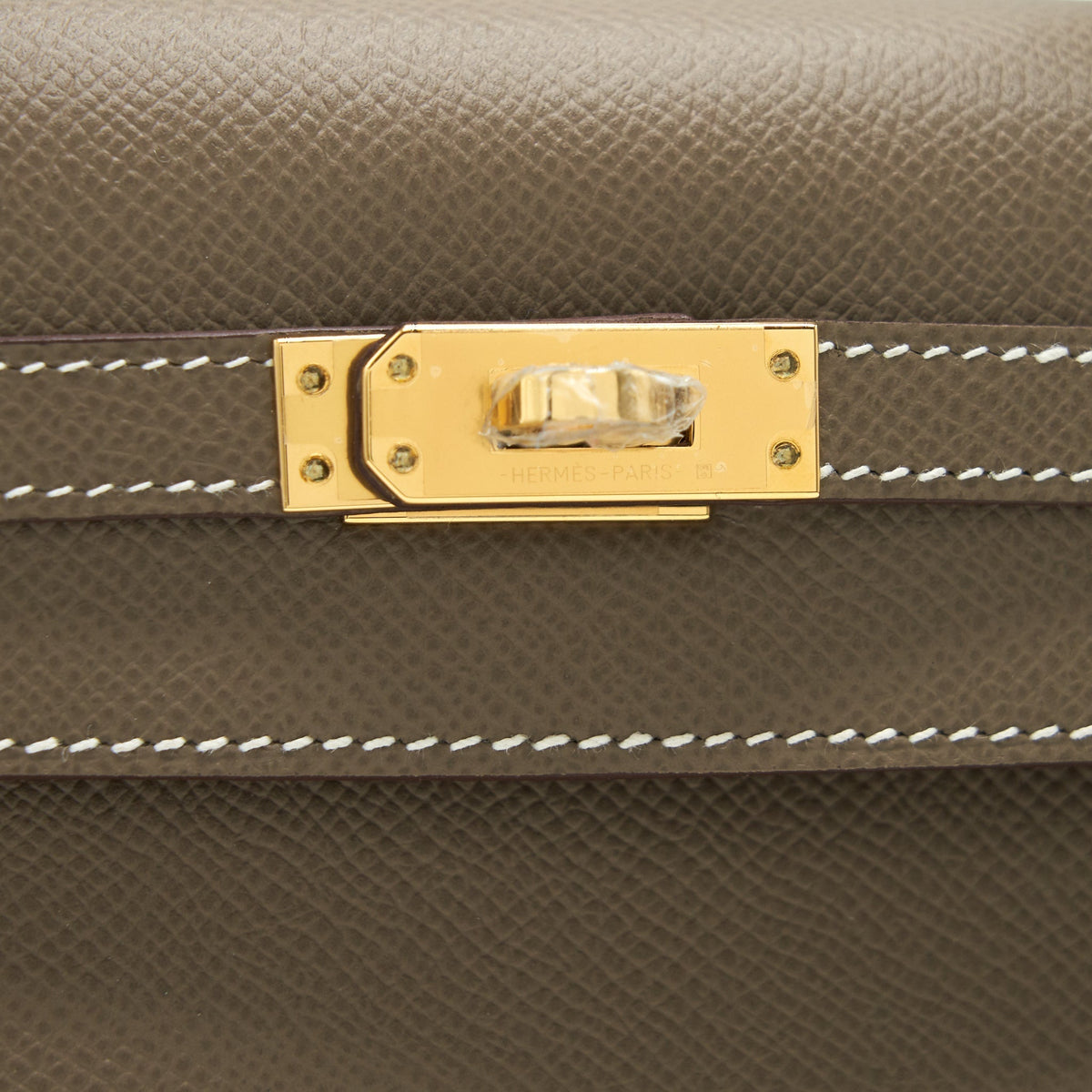 HERMES KELLY 25 SELLIER ETOUPE EPSOM LEATHER GHW