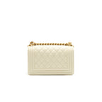 CHANEL SMALL BOY BAG CAVIAR LEATHER GHW IN WHITE