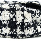 CHANEL CLASSIC DOUBLE FLAP BAG TWEED BLACK/WHITE SHW