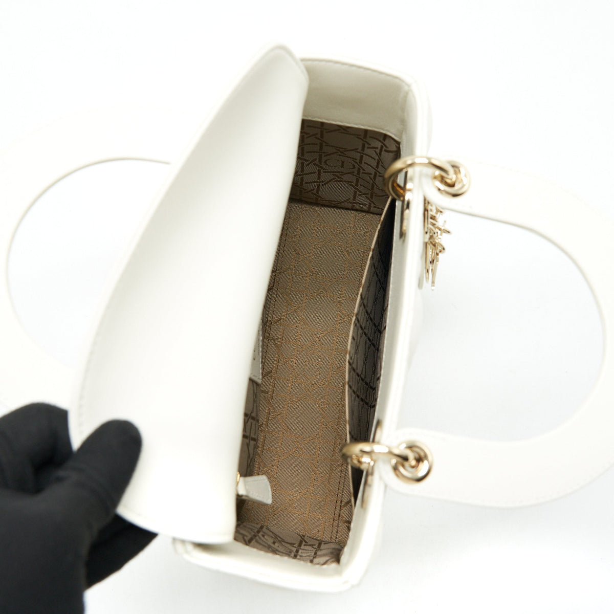 DIOR SMALL LADY DIOR MY ABCDIOR BAG WHITE LGHW