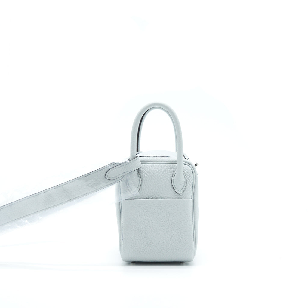Hermes Mini Lindy Clemence Blue Pale SHW