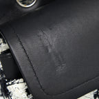 CHANEL CLASSIC DOUBLE FLAP BAG TWEED BLACK/WHITE SHW