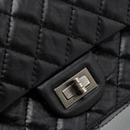 CHANEL 2.55 SMALL REISSUE FLAP BAG AGED CALFSKIN BLACK RUTHENIUM HARDWARE (MICROCHIP)