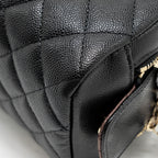 CHANEL DOUBLE ZIP POUCH COSMETIC CASE CAVIAR BLACK GHW (MICROCHIP)