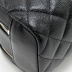 CHANEL DOUBLE ZIP POUCH COSMETIC CASE CAVIAR BLACK GHW (MICROCHIP)