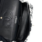 CHANEL CLASSIC DOUBLE FLAP BAG TWEED BLACK/WHITE SHW