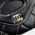 CHANEL 31 CARD HOLDER SHINY GOATSKIN BLACK LGHW (MICROCHIP)