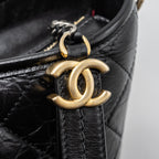CHANEL GABRIELLE HOBO BAG CALFSKIN BLACK MULTICOLOUR HARDWARE