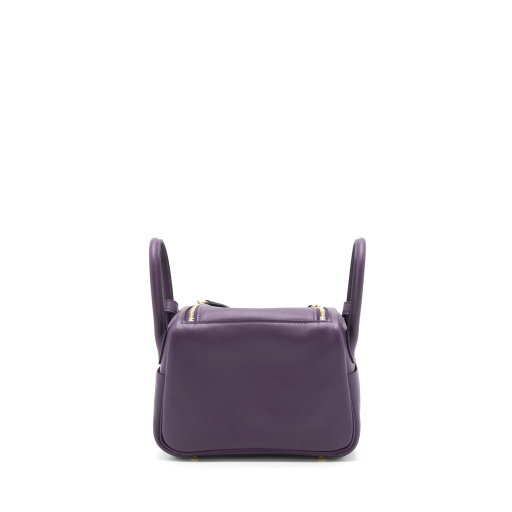Hermes Mini Lindy Swift Cassis/Bleu Royal GHW