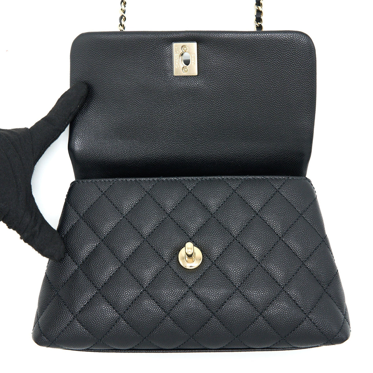 CHANEL SMALL COCO HANDLE CAVIAR BLACK LGHW