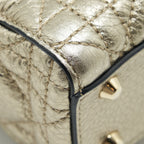 DIOR MINI LADY DIOR SUPPLE GRAINED CALFSKIN METALLIC GOLD LGHW