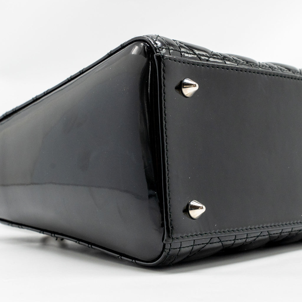 DIOR MEDIUM LADY DIOR PATENT BLACK SHW