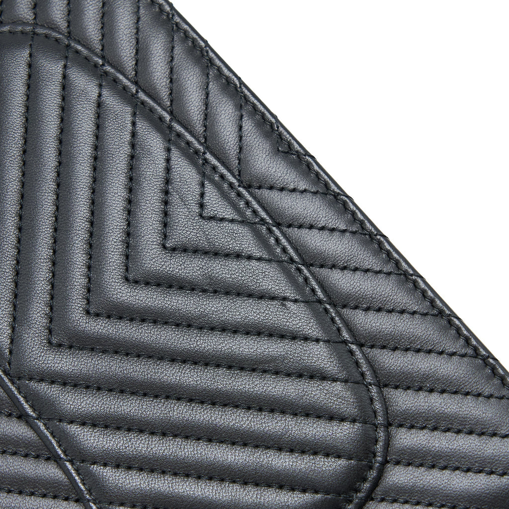 CHANEL CHEVRON WALLET ON CHAIN BLACK WITH BLACK HARDWARE