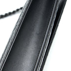 CHANEL CHEVRON WALLET ON CHAIN BLACK WITH BLACK HARDWARE