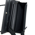 CHANEL CHEVRON WALLET ON CHAIN BLACK WITH BLACK HARDWARE
