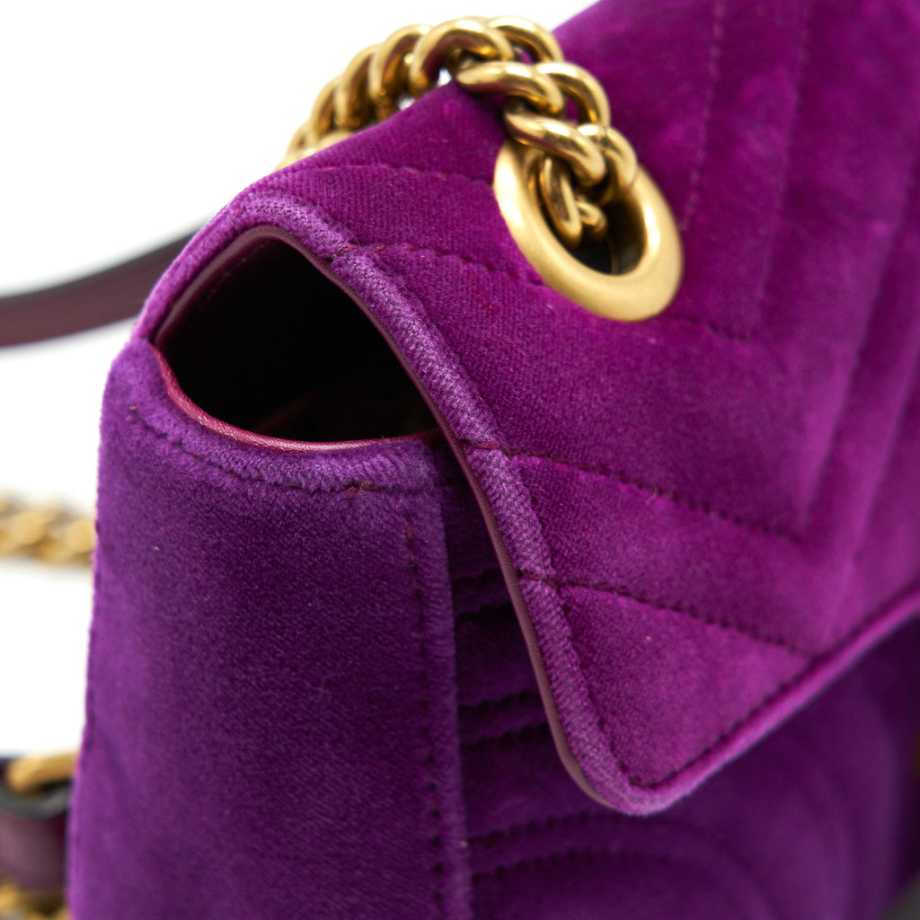 GUCCI MINI MARMONT BAG VELVET PURPLE GHW