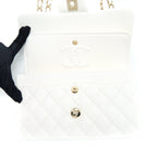 CHANEL SMALL CLASSIC FLAP BAG CAVIAR WHITE LGHW (MICROCHIP)