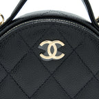 CHANEL MINI ROUND PURSE VANITY CAVIAR BLACK LGHW