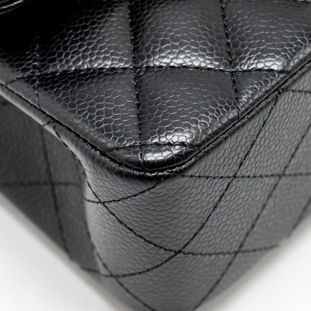 CHANEL SMALL CLASSIC DOUBLE FLAP BAG CAVIAR BLACK GHW (MICROCHIP)