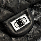 CHANEL 2.55 226 REISSUE DOUBLE FLAP BAG GRAINED CALFSKIN BLACK SHW