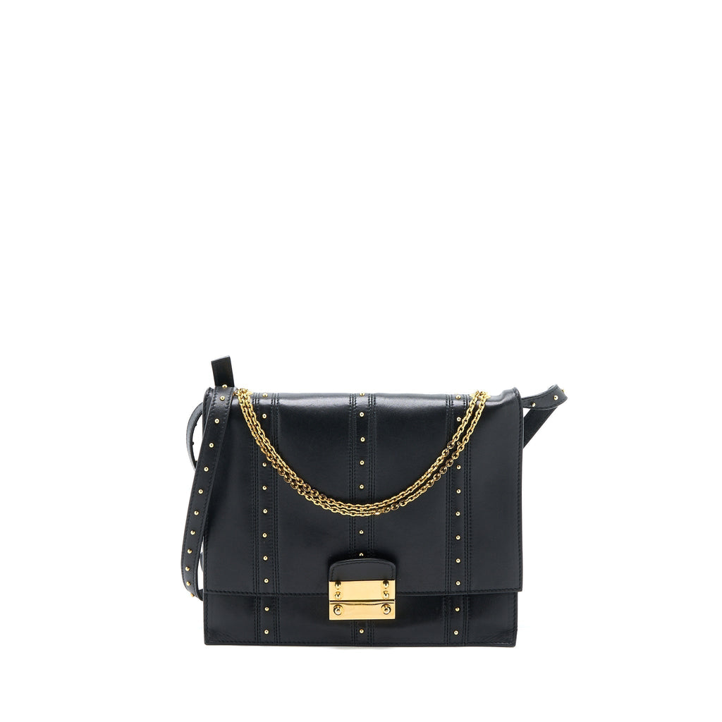 VALENTINO ROCKSTUD FLAP BAG LAMBSKIN BLACK GHW