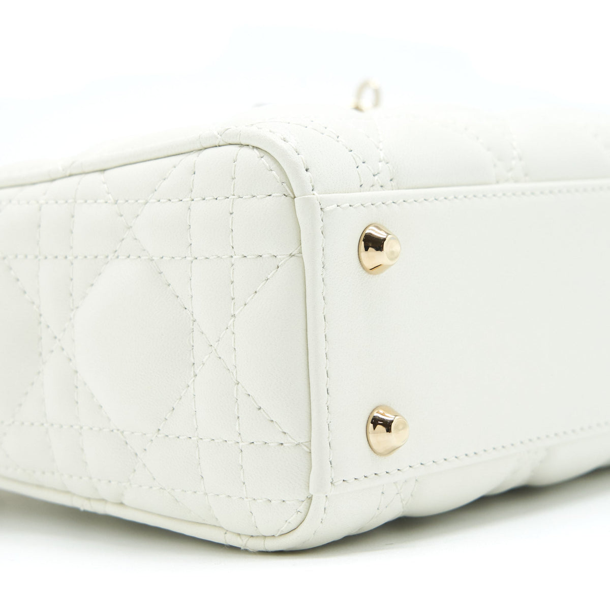 DIOR MINI LADY DIOR TOTE BAG LAMBSKIN WHITE LGHW