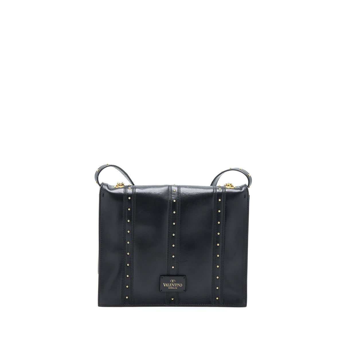 VALENTINO ROCKSTUD FLAP BAG LAMBSKIN BLACK GHW