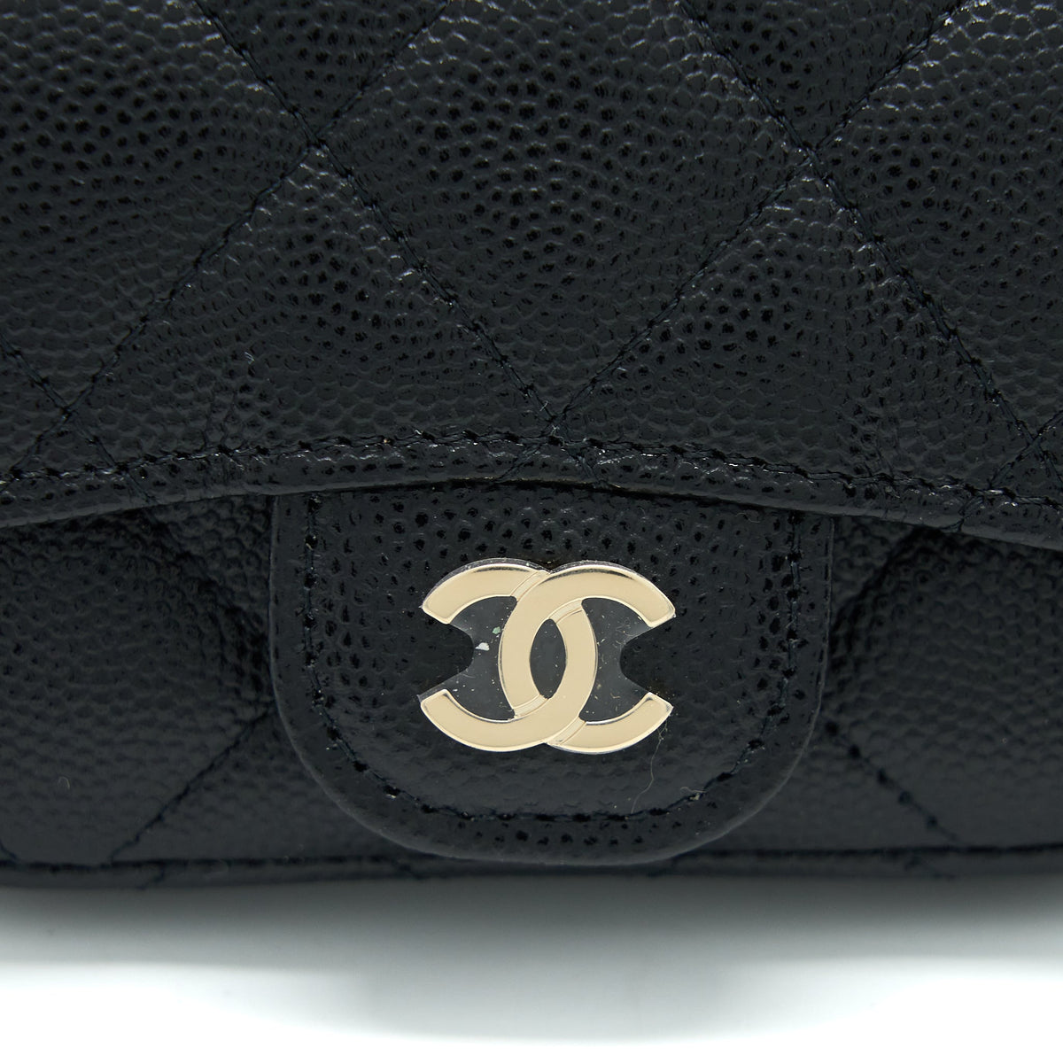 CHANEL FLAP CARDHOLDER BELT BAG CAVIAR BLACK LGHW