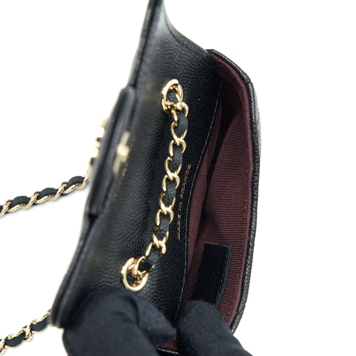 CHANEL FLAP CARDHOLDER BELT BAG CAVIAR BLACK LGHW