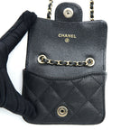 CHANEL FLAP CARDHOLDER BELT BAG CAVIAR BLACK LGHW