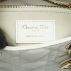 DIOR MINI LADY DIOR TOTE BAG LAMBSKIN WHITE LGHW