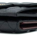 CHANEL SMALL COMPACT WALLET CAVIAR BLACK LGHW (MICROCHIP)