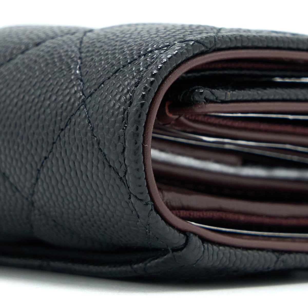 CHANEL CLASSIC FLAP COMPACT WALLET CAVIAR BLACK LGHW