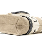 CHLOE WOODY MINI TOTE BAG CANVAS BEIGE/BLACK